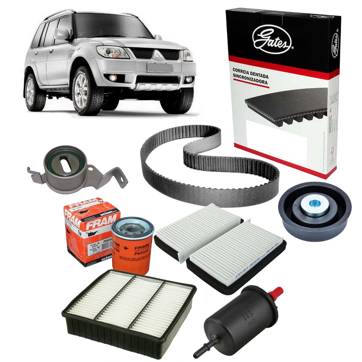 Correia Dentada Pajero Tr4 2009 Flex Tensor Filtro Polia Kit