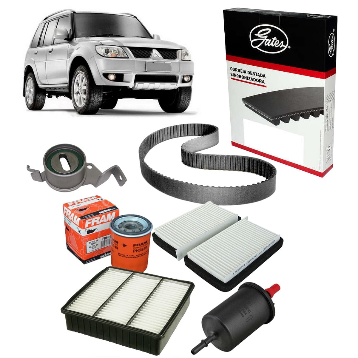 Kit Correia Dentada Tensor Pajero Tr4 2013 2014 Filtro Flex