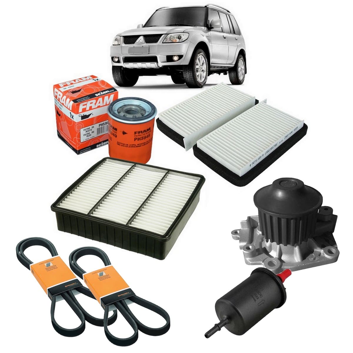 Kit Revisão Filtro Pajero TR4 Flex 2007 Poly v Bomba Dágua